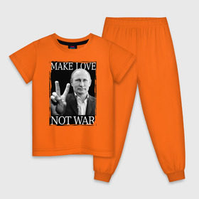 Детская пижама хлопок с принтом Make love not war в Петрозаводске, 100% хлопок |  брюки и футболка прямого кроя, без карманов, на брюках мягкая резинка на поясе и по низу штанин
 | Тематика изображения на принте: 