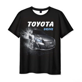 Мужская футболка 3D с принтом Toyota Drive в Петрозаводске, 100% полиэфир | прямой крой, круглый вырез горловины, длина до линии бедер | crown | toyota | авто | автомобиль | краун | машина | тачка | тойота