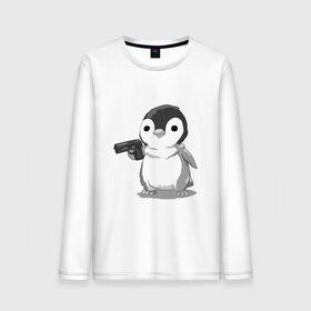 Мужской лонгслив хлопок с принтом пингвин в Петрозаводске, 100% хлопок |  | gun | penguin | shotgun | tmblr | tumbler | пингвин | пистолет