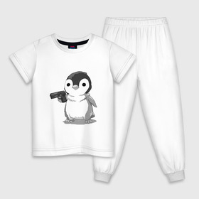Детская пижама хлопок с принтом пингвин в Петрозаводске, 100% хлопок |  брюки и футболка прямого кроя, без карманов, на брюках мягкая резинка на поясе и по низу штанин
 | gun | penguin | shotgun | tmblr | tumbler | пингвин | пистолет