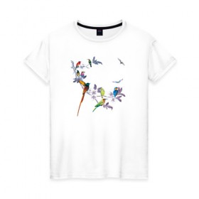 Женская футболка хлопок с принтом экзотические птицы в Петрозаводске, 100% хлопок | прямой крой, круглый вырез горловины, длина до линии бедер, слегка спущенное плечо | 8 марта | девушкам | птицы | экзотика