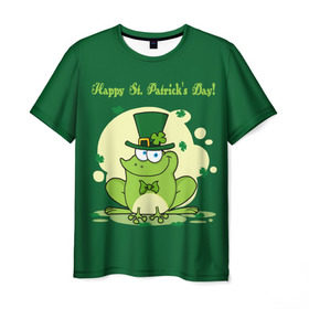 Мужская футболка 3D с принтом Ирландия в Петрозаводске, 100% полиэфир | прямой крой, круглый вырез горловины, длина до линии бедер | Тематика изображения на принте: clover | frog | green | happy st. patricks day | ireland | irish | moon | день святого патрика | зелёная | ирландец | ирландия | клевер | луна | лягушка | счастливый | шляпа