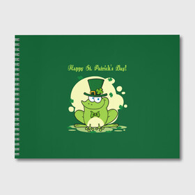 Альбом для рисования с принтом Ирландия в Петрозаводске, 100% бумага
 | матовая бумага, плотность 200 мг. | Тематика изображения на принте: clover | frog | green | happy st. patricks day | ireland | irish | moon | день святого патрика | зелёная | ирландец | ирландия | клевер | луна | лягушка | счастливый | шляпа