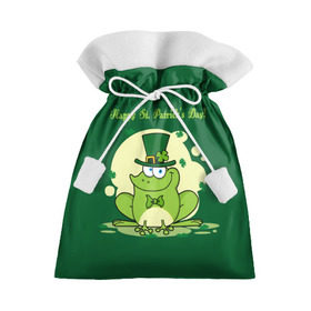 Подарочный 3D мешок с принтом Ирландия в Петрозаводске, 100% полиэстер | Размер: 29*39 см | clover | frog | green | happy st. patricks day | ireland | irish | moon | день святого патрика | зелёная | ирландец | ирландия | клевер | луна | лягушка | счастливый | шляпа