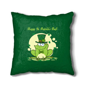 Подушка 3D с принтом Ирландия в Петрозаводске, наволочка – 100% полиэстер, наполнитель – холлофайбер (легкий наполнитель, не вызывает аллергию). | состоит из подушки и наволочки. Наволочка на молнии, легко снимается для стирки | clover | frog | green | happy st. patricks day | ireland | irish | moon | день святого патрика | зелёная | ирландец | ирландия | клевер | луна | лягушка | счастливый | шляпа