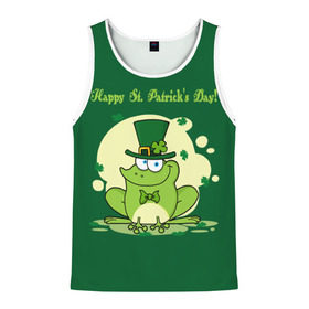 Мужская майка 3D с принтом Ирландия в Петрозаводске, 100% полиэстер | круглая горловина, приталенный силуэт, длина до линии бедра. Пройма и горловина окантованы тонкой бейкой | Тематика изображения на принте: clover | frog | green | happy st. patricks day | ireland | irish | moon | день святого патрика | зелёная | ирландец | ирландия | клевер | луна | лягушка | счастливый | шляпа
