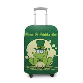 Чехол для чемодана 3D с принтом Ирландия в Петрозаводске, 86% полиэфир, 14% спандекс | двустороннее нанесение принта, прорези для ручек и колес | clover | frog | green | happy st. patricks day | ireland | irish | moon | день святого патрика | зелёная | ирландец | ирландия | клевер | луна | лягушка | счастливый | шляпа