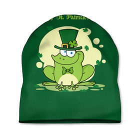 Шапка 3D с принтом Ирландия в Петрозаводске, 100% полиэстер | универсальный размер, печать по всей поверхности изделия | clover | frog | green | happy st. patricks day | ireland | irish | moon | день святого патрика | зелёная | ирландец | ирландия | клевер | луна | лягушка | счастливый | шляпа