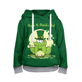 Детская толстовка 3D с принтом Ирландия в Петрозаводске, 100% полиэстер | двухслойный капюшон со шнурком для регулировки, мягкие манжеты на рукавах и по низу толстовки, спереди карман-кенгуру с мягким внутренним слоем | clover | frog | green | happy st. patricks day | ireland | irish | moon | день святого патрика | зелёная | ирландец | ирландия | клевер | луна | лягушка | счастливый | шляпа