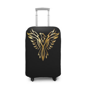 Чехол для чемодана 3D с принтом Gold Phoenix в Петрозаводске, 86% полиэфир, 14% спандекс | двустороннее нанесение принта, прорези для ручек и колес | злато | золото | клюв | крылья | металл | орёл | птица | феникс