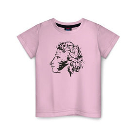 Детская футболка хлопок с принтом Пушкин в Петрозаводске, 100% хлопок | круглый вырез горловины, полуприлегающий силуэт, длина до линии бедер | автопортрет | литература | поэт | пушкин | сказка | словесность | стихи