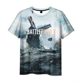 Мужская футболка 3D с принтом Battlefield 1 в Петрозаводске, 100% полиэфир | прямой крой, круглый вырез горловины, длина до линии бедер | батла | батлфилд