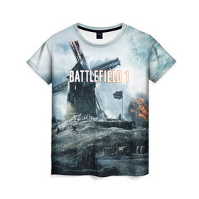 Женская футболка 3D с принтом Battlefield 1 в Петрозаводске, 100% полиэфир ( синтетическое хлопкоподобное полотно) | прямой крой, круглый вырез горловины, длина до линии бедер | батла | батлфилд