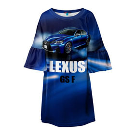 Детское платье 3D с принтом Lexus GS F в Петрозаводске, 100% полиэстер | прямой силуэт, чуть расширенный к низу. Круглая горловина, на рукавах — воланы | gs f | lexus | авто | автомобиль | лексус | машина | спорткар | тачка