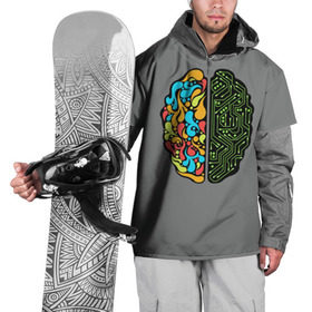 Накидка на куртку 3D с принтом Мужское и женское в Петрозаводске, 100% полиэстер |  | iq | интеллект | искусство | логика | мозг | плата | полушарие | творчество | ум