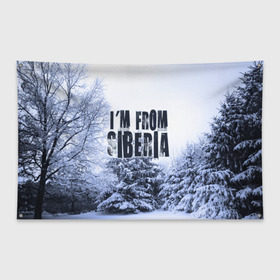Флаг-баннер с принтом Я из Сибири в Петрозаводске, 100% полиэстер | размер 67 х 109 см, плотность ткани — 95 г/м2; по краям флага есть четыре люверса для крепления | siberia | зима | россия | сибирь | снег | холод