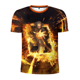 Мужская футболка 3D спортивная с принтом The Witcher в Петрозаводске, 100% полиэстер с улучшенными характеристиками | приталенный силуэт, круглая горловина, широкие плечи, сужается к линии бедра | witcher | ведьмак | геральт
