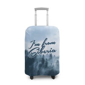 Чехол для чемодана 3D с принтом Я из Сибири в Петрозаводске, 86% полиэфир, 14% спандекс | двустороннее нанесение принта, прорези для ручек и колес | siberia | лес | россия | сибирь | тайга | холод