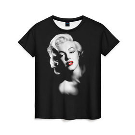 Женская футболка 3D с принтом Мэрилин Монро в Петрозаводске, 100% полиэфир ( синтетическое хлопкоподобное полотно) | прямой крой, круглый вырез горловины, длина до линии бедер | marilyn monroe | актриса | блондинка | губы | звезда | кино | певица