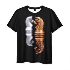 Мужская футболка 3D с принтом Ход конём в Петрозаводске, 100% полиэфир | прямой крой, круглый вырез горловины, длина до линии бедер | 64 | chess | игра | конь | спорт | фигура | шахматы