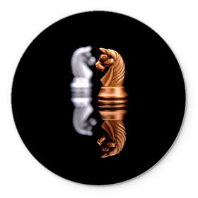 Коврик круглый с принтом Ход конём в Петрозаводске, резина и полиэстер | круглая форма, изображение наносится на всю лицевую часть | 64 | chess | игра | конь | спорт | фигура | шахматы