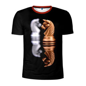 Мужская футболка 3D спортивная с принтом Ход конём в Петрозаводске, 100% полиэстер с улучшенными характеристиками | приталенный силуэт, круглая горловина, широкие плечи, сужается к линии бедра | 64 | chess | игра | конь | спорт | фигура | шахматы