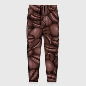 Мужские брюки 3D с принтом Зёрна кофе в Петрозаводске, 100% полиэстер | манжеты по низу, эластичный пояс регулируется шнурком, по бокам два кармана без застежек, внутренняя часть кармана из мелкой сетки | Тематика изображения на принте: beans | coffee | бобы | паттерн