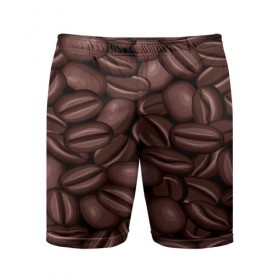 Мужские шорты 3D спортивные с принтом Зёрна кофе в Петрозаводске,  |  | beans | coffee | бобы | паттерн