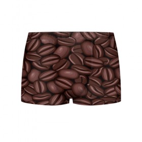 Мужские трусы 3D с принтом Зёрна кофе в Петрозаводске, 50% хлопок, 50% полиэстер | классическая посадка, на поясе мягкая тканевая резинка | Тематика изображения на принте: beans | coffee | бобы | паттерн