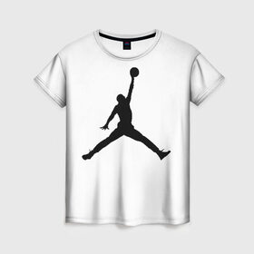 Женская футболка 3D с принтом Michael Jordan в Петрозаводске, 100% полиэфир ( синтетическое хлопкоподобное полотно) | прямой крой, круглый вырез горловины, длина до линии бедер | логотип майкл джордан