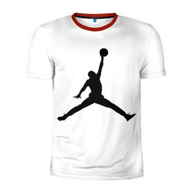 Мужская футболка 3D спортивная с принтом Michael Jordan в Петрозаводске, 100% полиэстер с улучшенными характеристиками | приталенный силуэт, круглая горловина, широкие плечи, сужается к линии бедра | Тематика изображения на принте: логотип майкл джордан