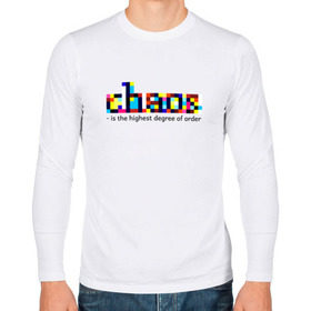 Мужской лонгслив хлопок с принтом Хаос- высшая степень порядка. в Петрозаводске, 100% хлопок |  | Тематика изображения на принте: chaos | order | pixel | science | пиксели | порядок | сериал | хаос | цитата