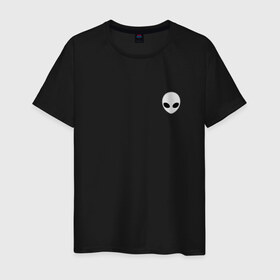 Мужская футболка хлопок с принтом Гуманоид в Петрозаводске, 100% хлопок | прямой крой, круглый вырез горловины, длина до линии бедер, слегка спущенное плечо. | гуманоид | нло