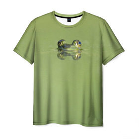 Мужская футболка 3D с принтом Лягушка в Петрозаводске, 100% полиэфир | прямой крой, круглый вырез горловины, длина до линии бедер | болото | жаба | животные | лягушка
