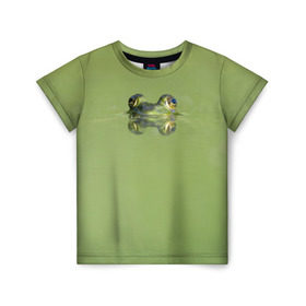Детская футболка 3D с принтом Лягушка в Петрозаводске, 100% гипоаллергенный полиэфир | прямой крой, круглый вырез горловины, длина до линии бедер, чуть спущенное плечо, ткань немного тянется | Тематика изображения на принте: болото | жаба | животные | лягушка