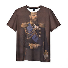 Мужская футболка 3D с принтом Александр III Миротворец в Петрозаводске, 100% полиэфир | прямой крой, круглый вырез горловины, длина до линии бедер | Тематика изображения на принте: имерский царь