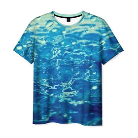 Мужская футболка 3D с принтом Волны в Петрозаводске, 100% полиэфир | прямой крой, круглый вырез горловины, длина до линии бедер | Тематика изображения на принте: вода | капли | море