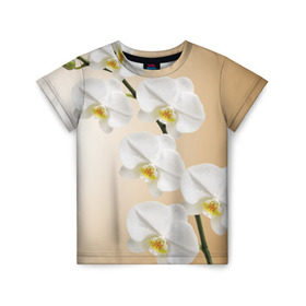 Детская футболка 3D с принтом Orhid в Петрозаводске, 100% гипоаллергенный полиэфир | прямой крой, круглый вырез горловины, длина до линии бедер, чуть спущенное плечо, ткань немного тянется | Тематика изображения на принте: девушки | красота | орхидея | прелесть | цветы