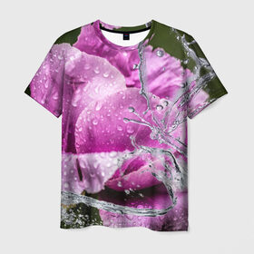 Мужская футболка 3D с принтом Душа цветов в Петрозаводске, 100% полиэфир | прямой крой, круглый вырез горловины, длина до линии бедер | бабочка | букет | вода | девушки | душа | красота | прелесть | роза | розы | цветы