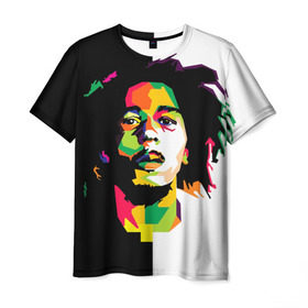 Мужская футболка 3D с принтом Bob Marley в Петрозаводске, 100% полиэфир | прямой крой, круглый вырез горловины, длина до линии бедер | боб марли | поп арт