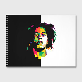 Альбом для рисования с принтом Bob Marley в Петрозаводске, 100% бумага
 | матовая бумага, плотность 200 мг. | Тематика изображения на принте: боб марли | поп арт