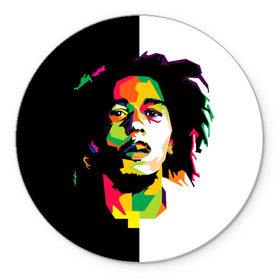 Коврик круглый с принтом Bob Marley в Петрозаводске, резина и полиэстер | круглая форма, изображение наносится на всю лицевую часть | боб марли | поп арт
