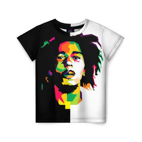 Детская футболка 3D с принтом Bob Marley в Петрозаводске, 100% гипоаллергенный полиэфир | прямой крой, круглый вырез горловины, длина до линии бедер, чуть спущенное плечо, ткань немного тянется | боб марли | поп арт