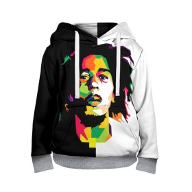 Детская толстовка 3D с принтом Bob Marley в Петрозаводске, 100% полиэстер | двухслойный капюшон со шнурком для регулировки, мягкие манжеты на рукавах и по низу толстовки, спереди карман-кенгуру с мягким внутренним слоем | Тематика изображения на принте: боб марли | поп арт