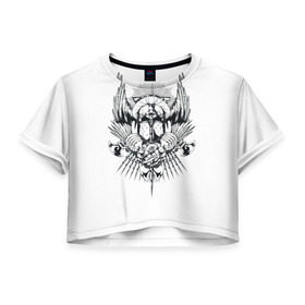 Женская футболка 3D укороченная с принтом Рыцарь тьмы в Петрозаводске, 100% полиэстер | круглая горловина, длина футболки до линии талии, рукава с отворотами | ад | арт | дьявол | монстр | праздник | традиция | узор | череп