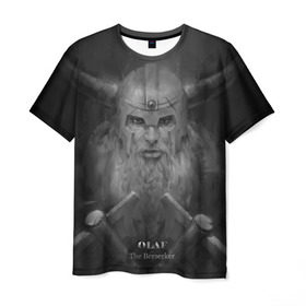 Мужская футболка 3D с принтом Олаф в Петрозаводске, 100% полиэфир | прямой крой, круглый вырез горловины, длина до линии бедер | league of legends | lol | olaf | viking | викинг | лига легенд | лол | олаф