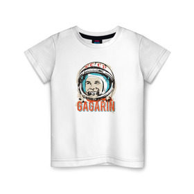 Детская футболка хлопок с принтом Юрий Гагарин. Первый в космосе в Петрозаводске, 100% хлопок | круглый вырез горловины, полуприлегающий силуэт, длина до линии бедер | восток | звезды | космов | первый | ракета | ссср | юрий гагарин