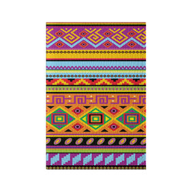 Обложка для паспорта матовая кожа с принтом Этнический орнамент в Петрозаводске, натуральная матовая кожа | размер 19,3 х 13,7 см; прозрачные пластиковые крепления | пестрый | разноцветный | яркий
