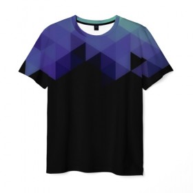 Мужская футболка 3D с принтом Trianse Blue в Петрозаводске, 100% полиэфир | прямой крой, круглый вырез горловины, длина до линии бедер | blue | абстракция | бумага | геометрия | грани | изгиб | линии | оптические | полигоны | полосы | постель | розовый | синий | сочетания | текстура | треугольники