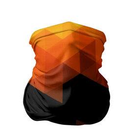 Бандана-труба 3D с принтом Trianse Orange в Петрозаводске, 100% полиэстер, ткань с особыми свойствами — Activecool | плотность 150‒180 г/м2; хорошо тянется, но сохраняет форму | оранжевый | полигоны | треугольники | черный